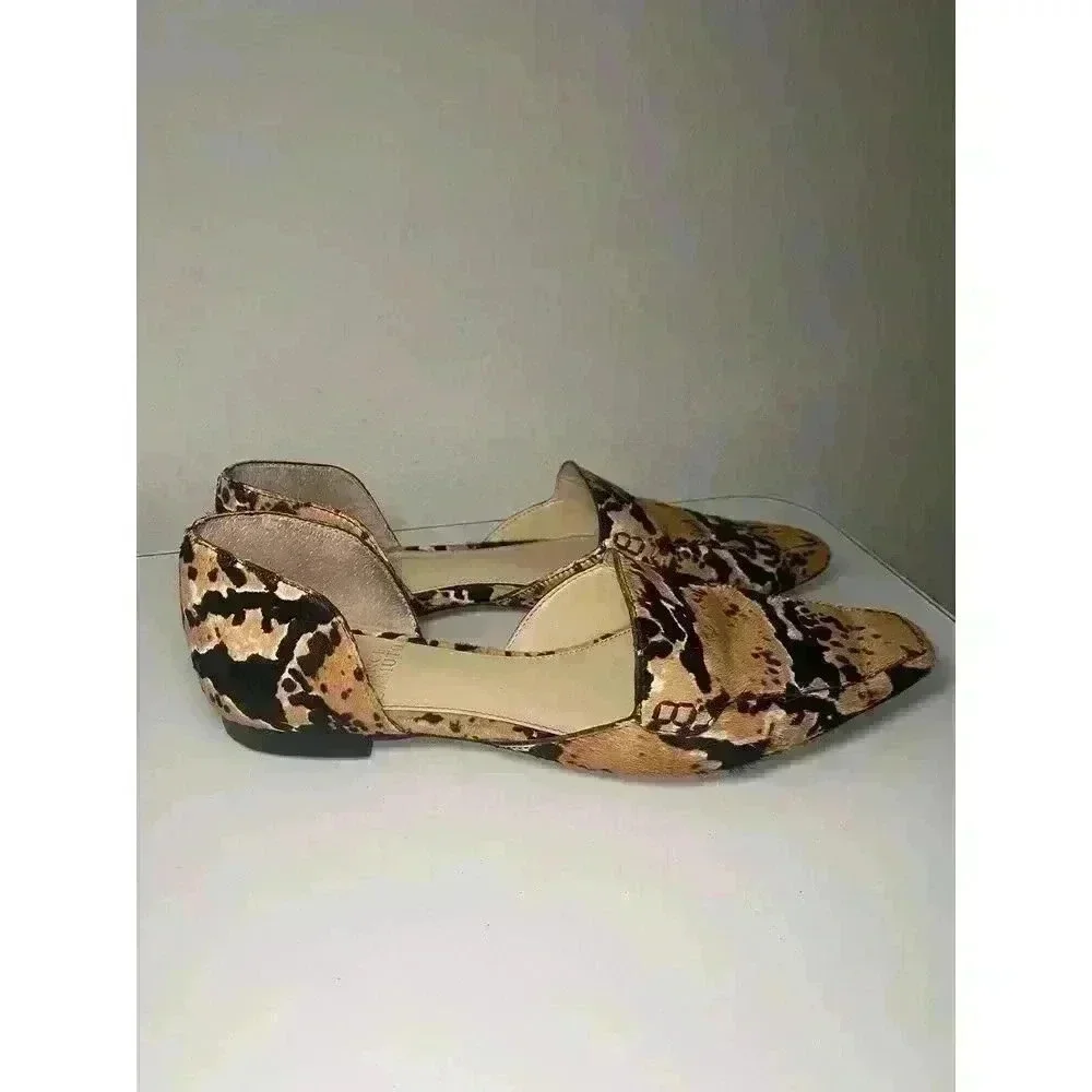 Vince Camuto Animal Print Real Cow Hair Kordie 3 Flats Size 7.5 Women's Unique